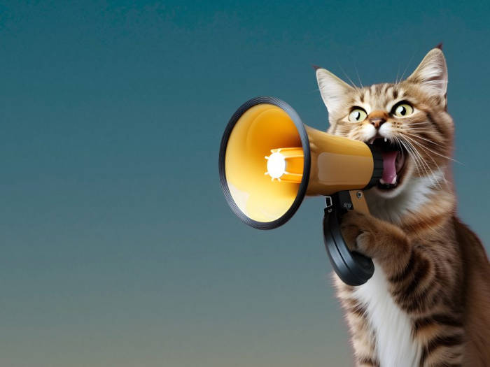 gato com megafone 